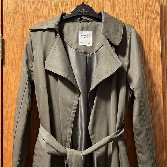 Abercrombie elevated draped easy trench coat jacket olive green XS - Picture 3 of 6